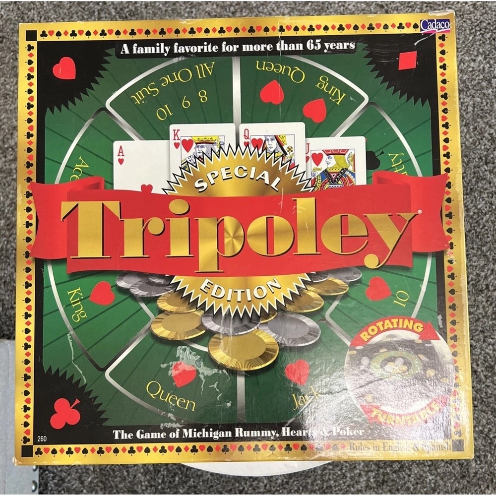 Tripoley Special‎ Edition Rotating Turntable Board Game Strategy Hearts Poker